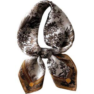 Pure Mulberry Brown Leaves Square Scarf Women Soft Head Neck Scarf Gift Packed
